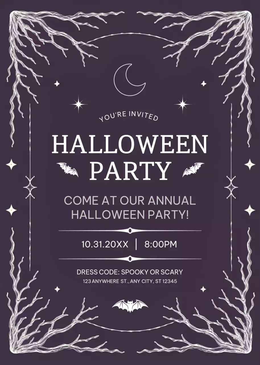 black gothic Halloween invitation