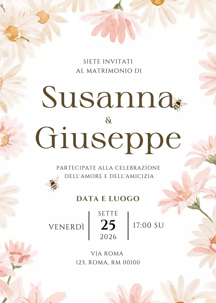 invito di nozze floreale beige