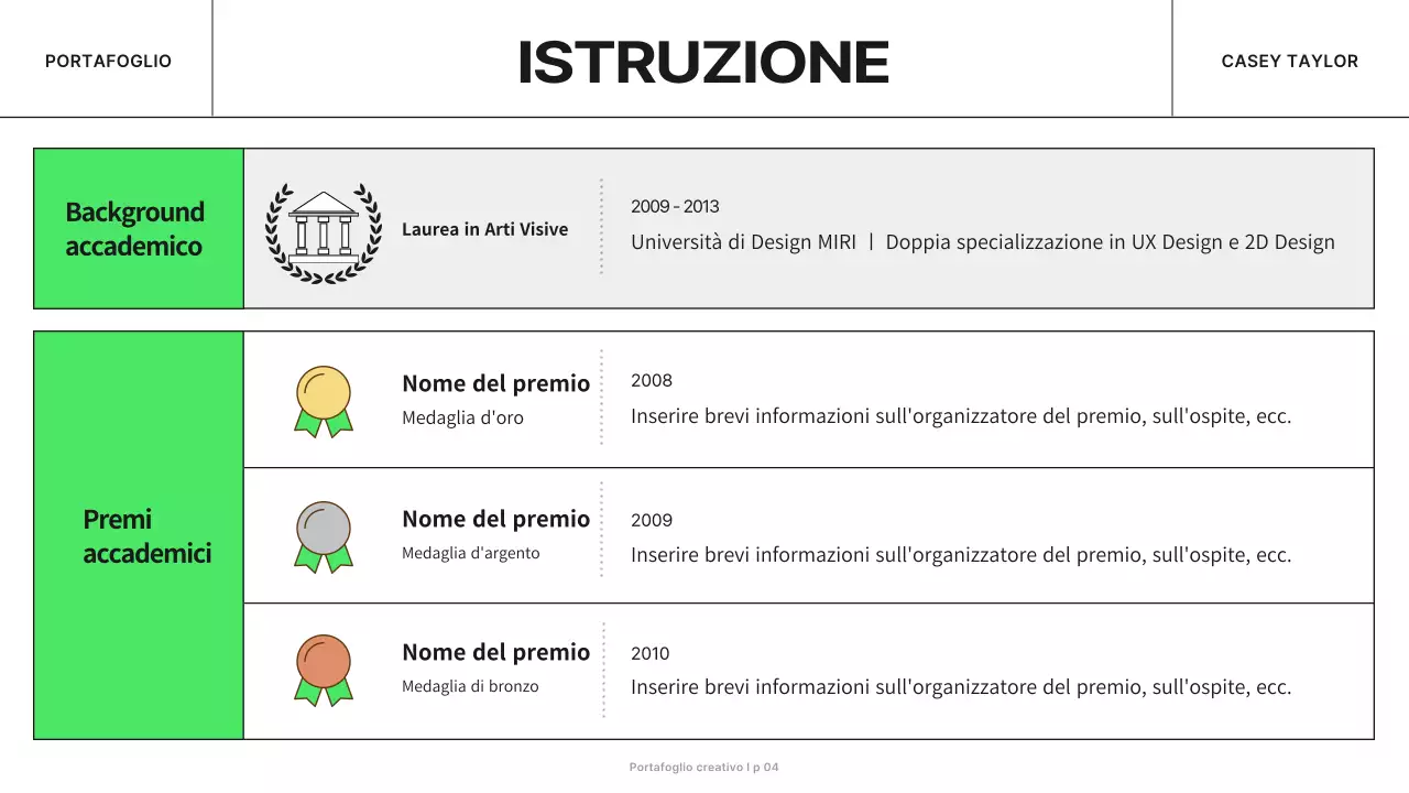 portfolio creativo nero e moderno