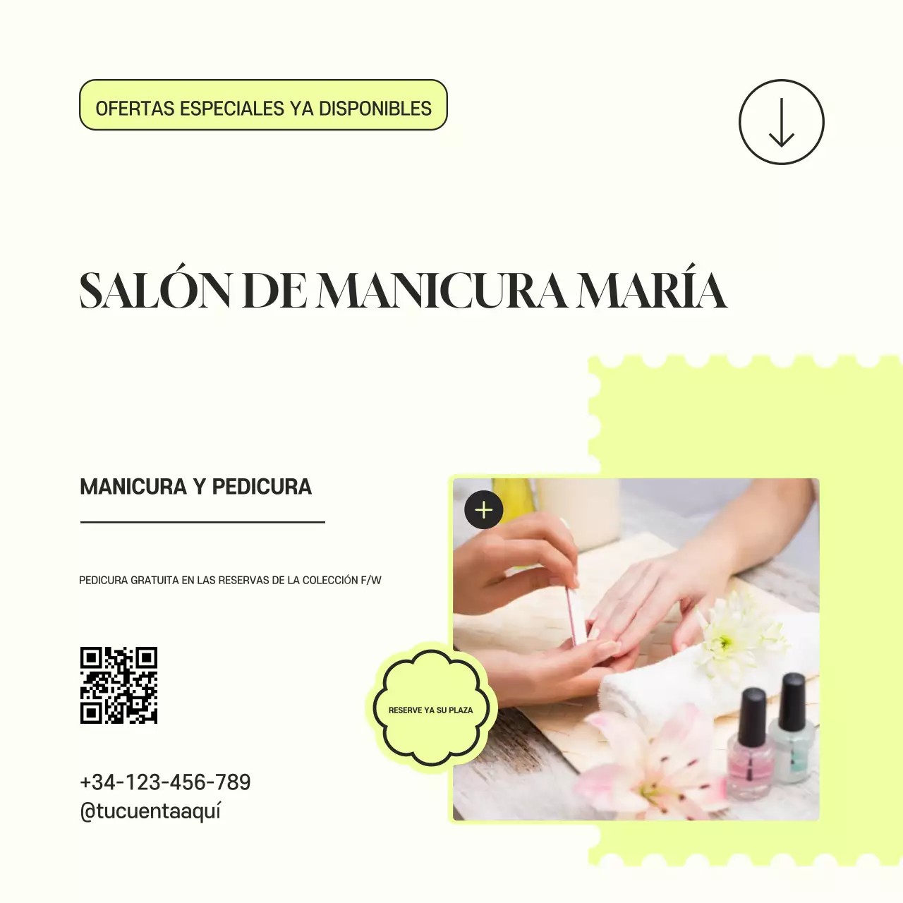 sencillo y elegante anuncio de salón de manicura cuadrado para redes sociales