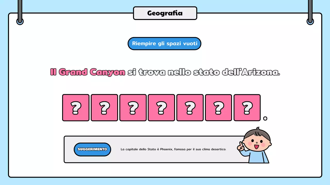 annuncio quiz fumetto blu