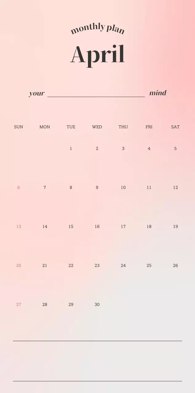 그라데이션 미니멀 달력 캘린더