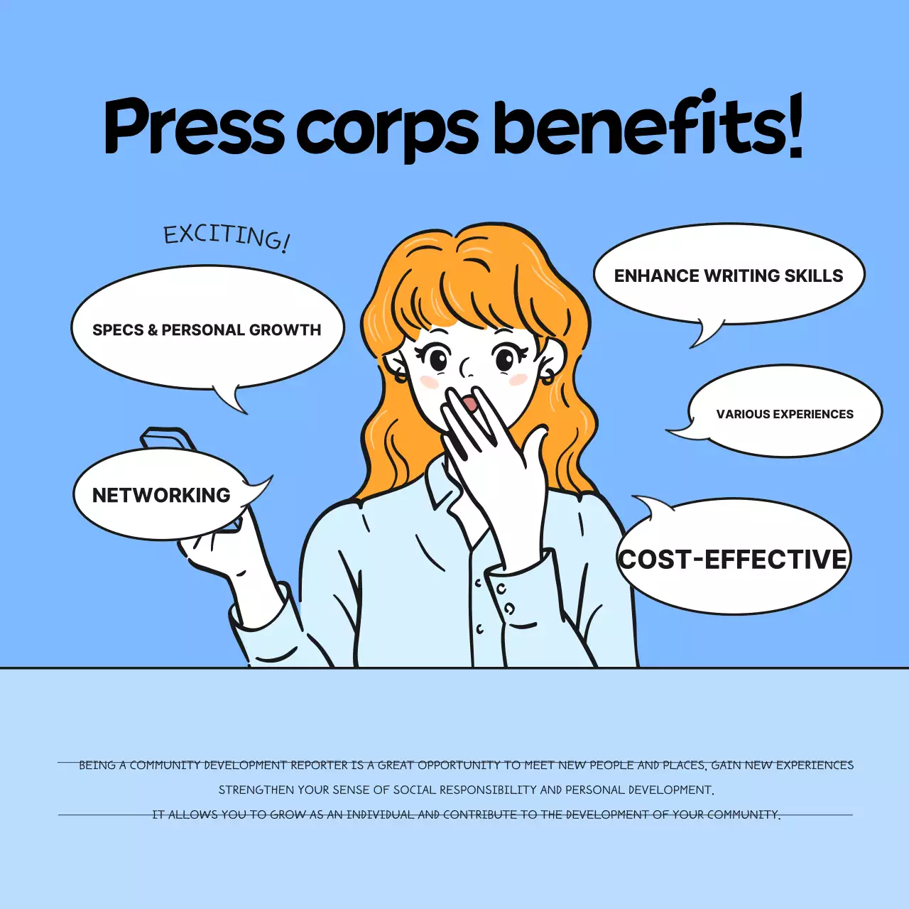 Azul claro e simples para jornalistas de desenvolvimento local