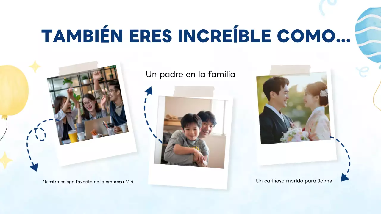 Tarjeta de cumpleaños azul, moderna y alegre