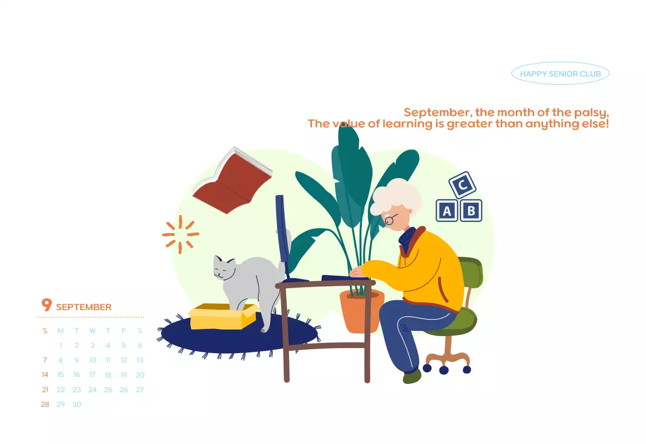 Business calendar with cute illustrations