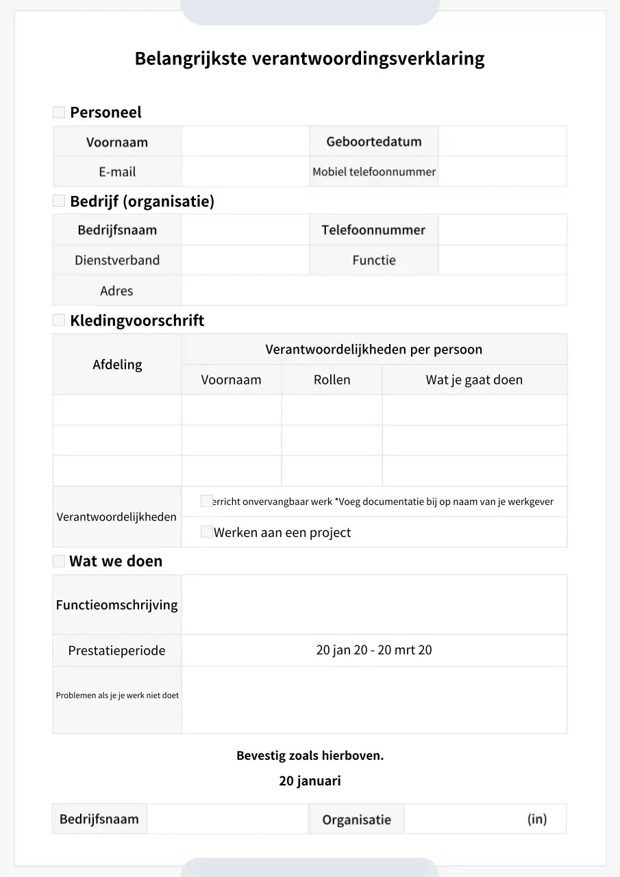 Witte standaard documentatiebeschrijving