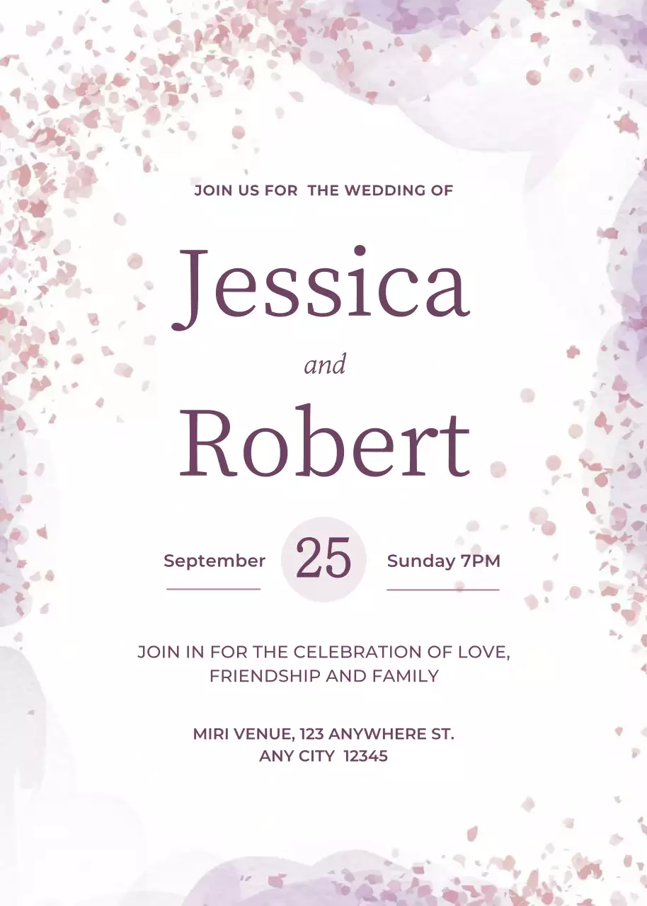 Thiệp cưới màu tím phong cách thanh lịch