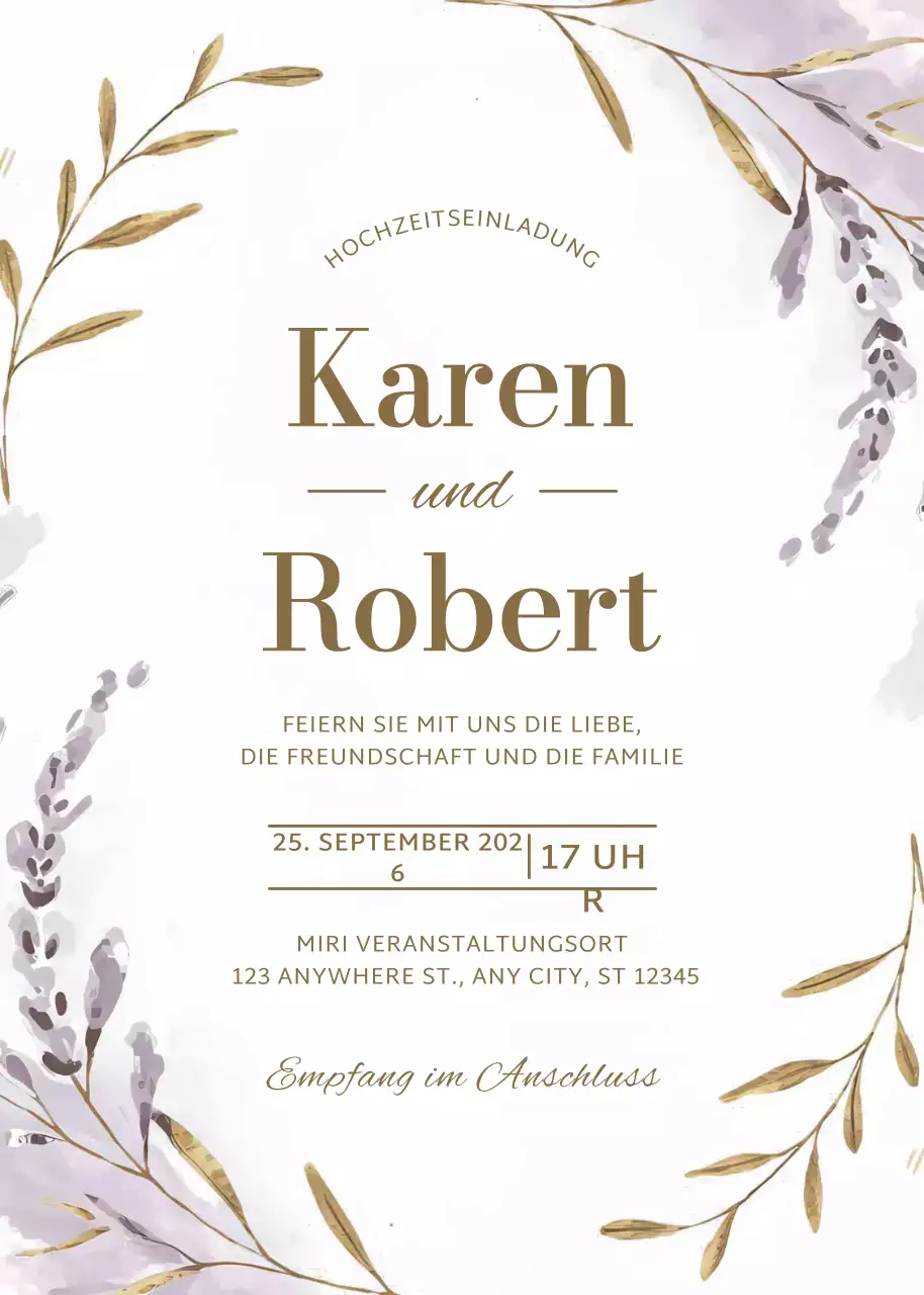 beige elegante Hochzeitseinladung