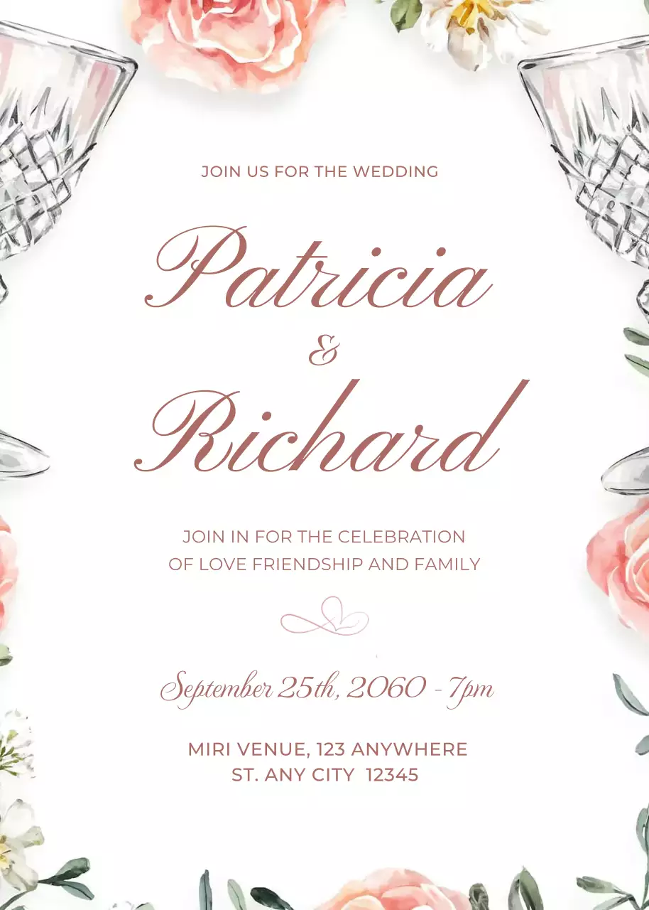 Thiệp cưới màu trắng hồng phong cách thanh lịch