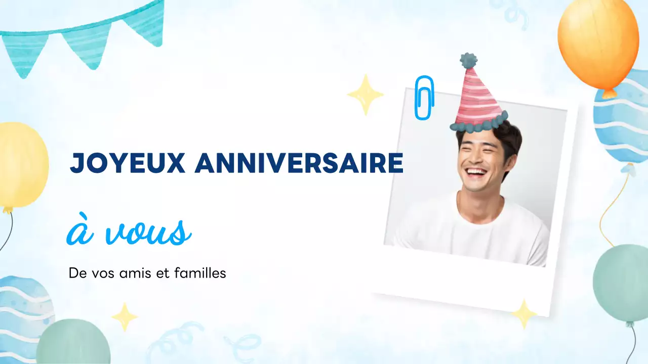 Carte d'anniversaire moderne et joyeuse en bleu