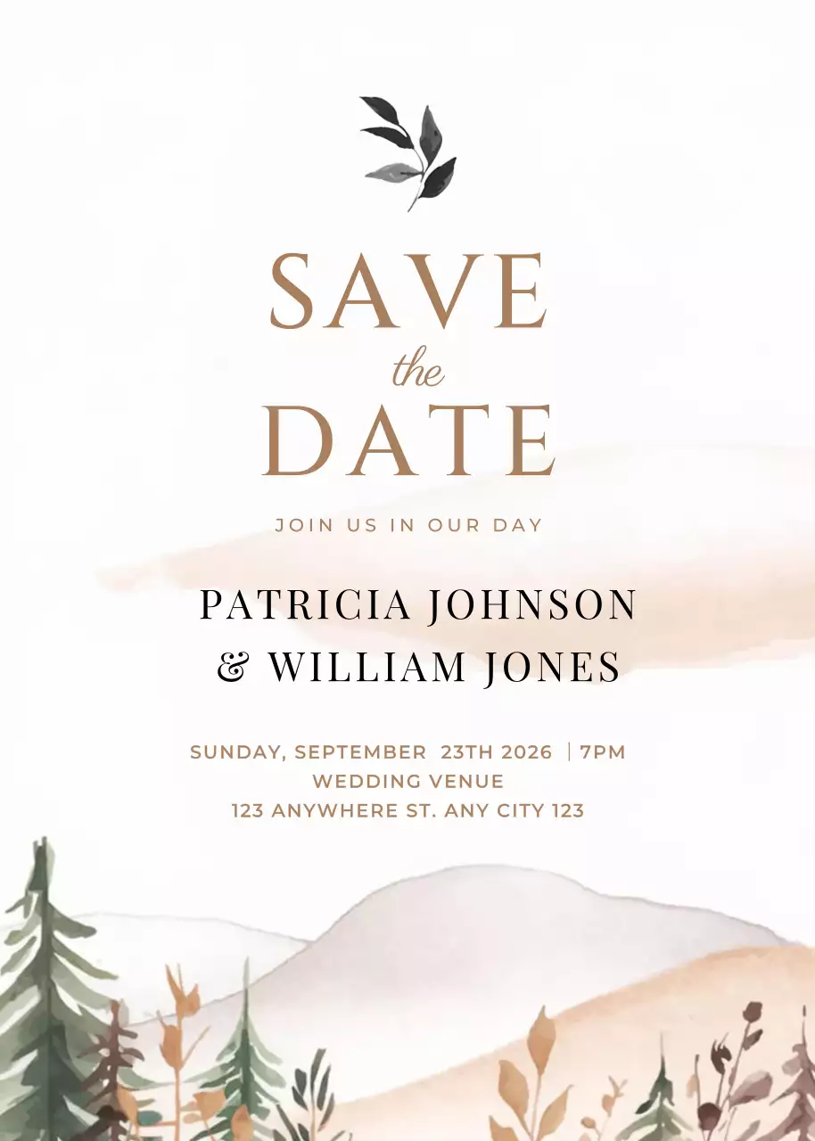 beige rustic wedding invitation