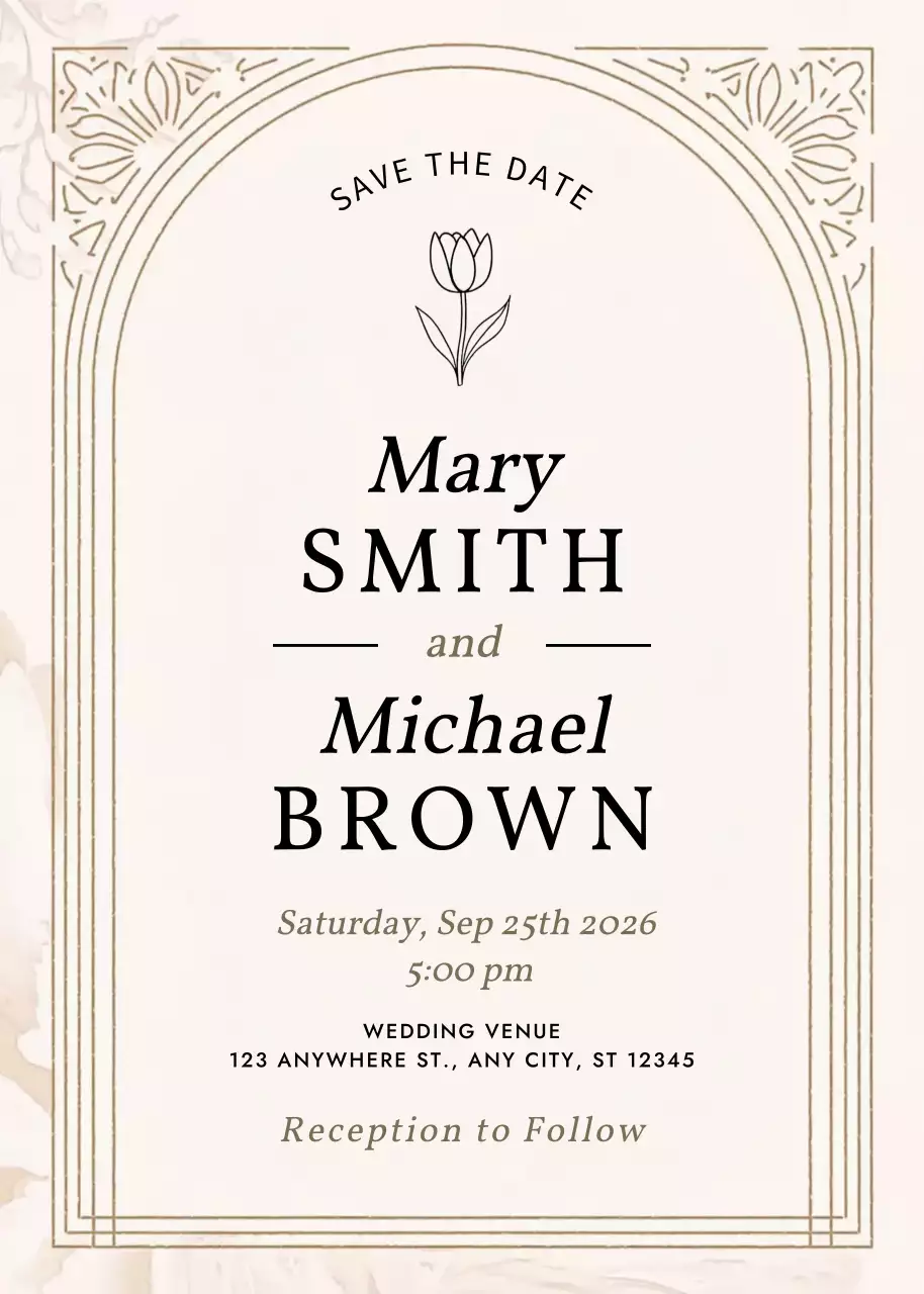 Beige Elegant Wedding Invitation
