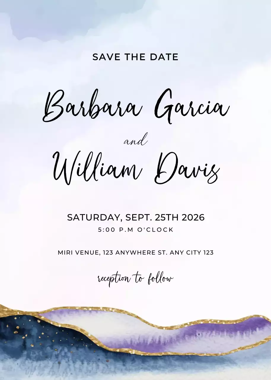 blue elegant wedding invitation