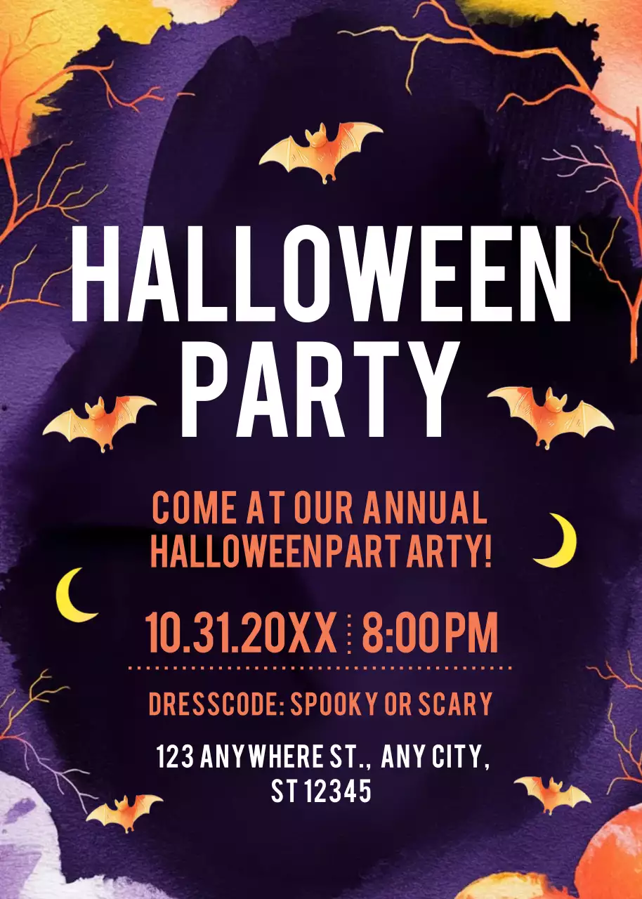 purple spooky Halloween invitation