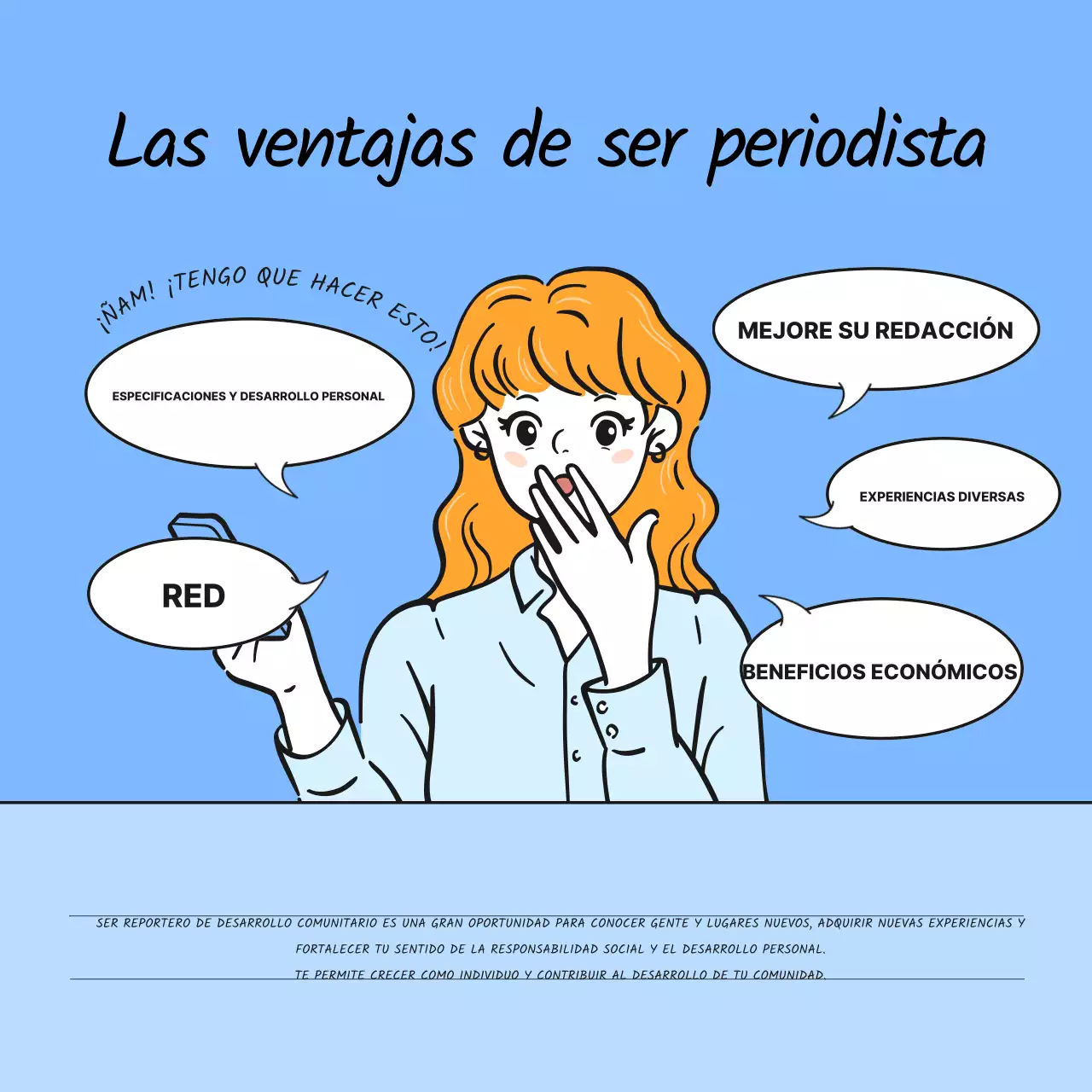 Azul claro y sencillo para los periodistas de desarrollo local