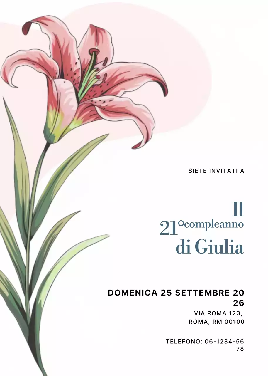 invito di compleanno elegante rosa