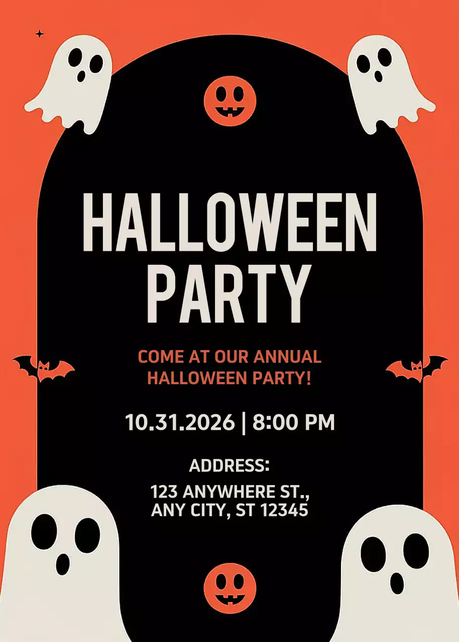 Orange Retro Halloween Invitation