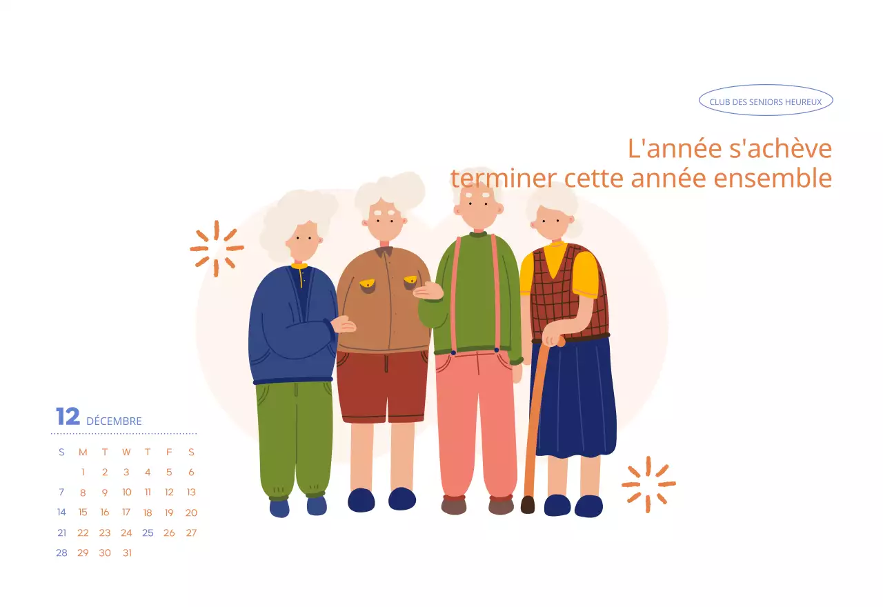 Calendrier d'entreprise avec de jolies illustrations