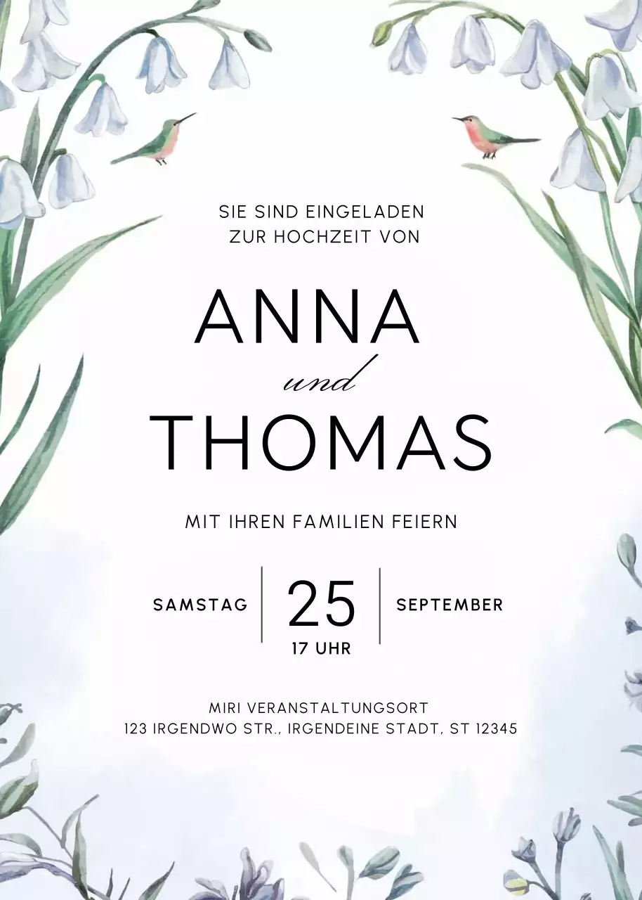 weiße elegante Hochzeitseinladung