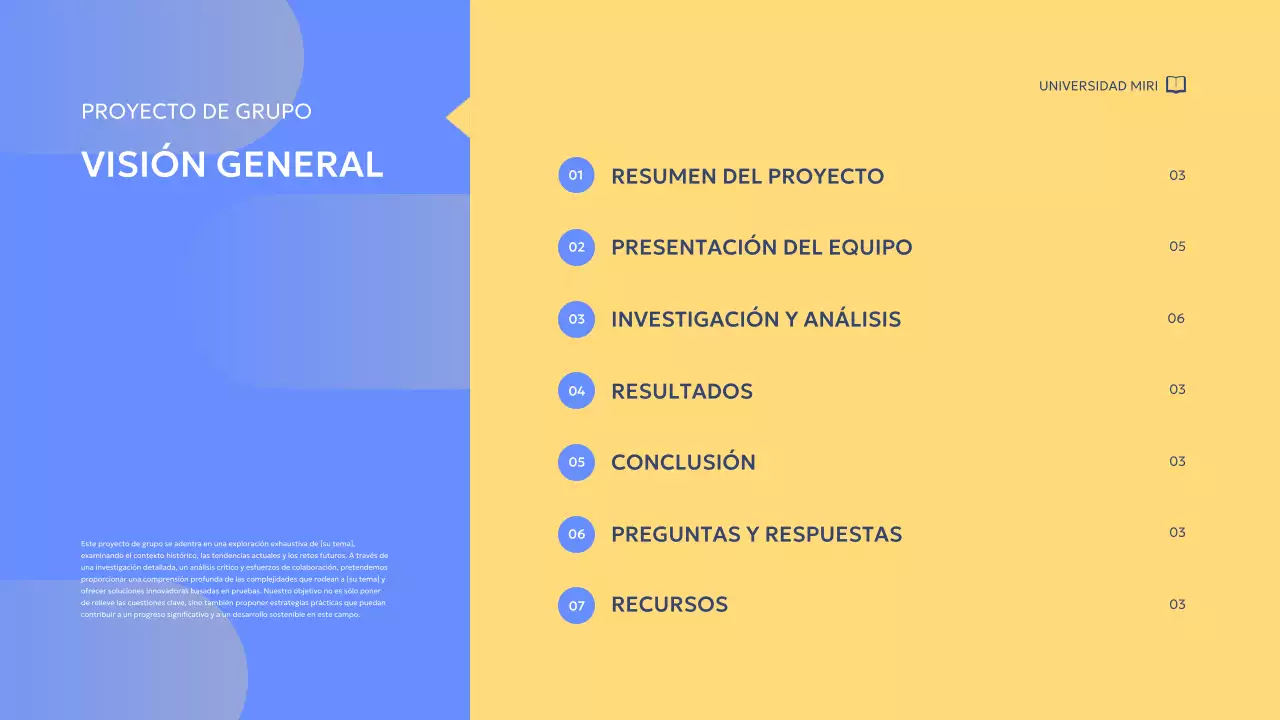 blue modern informe de proyecto de grupo