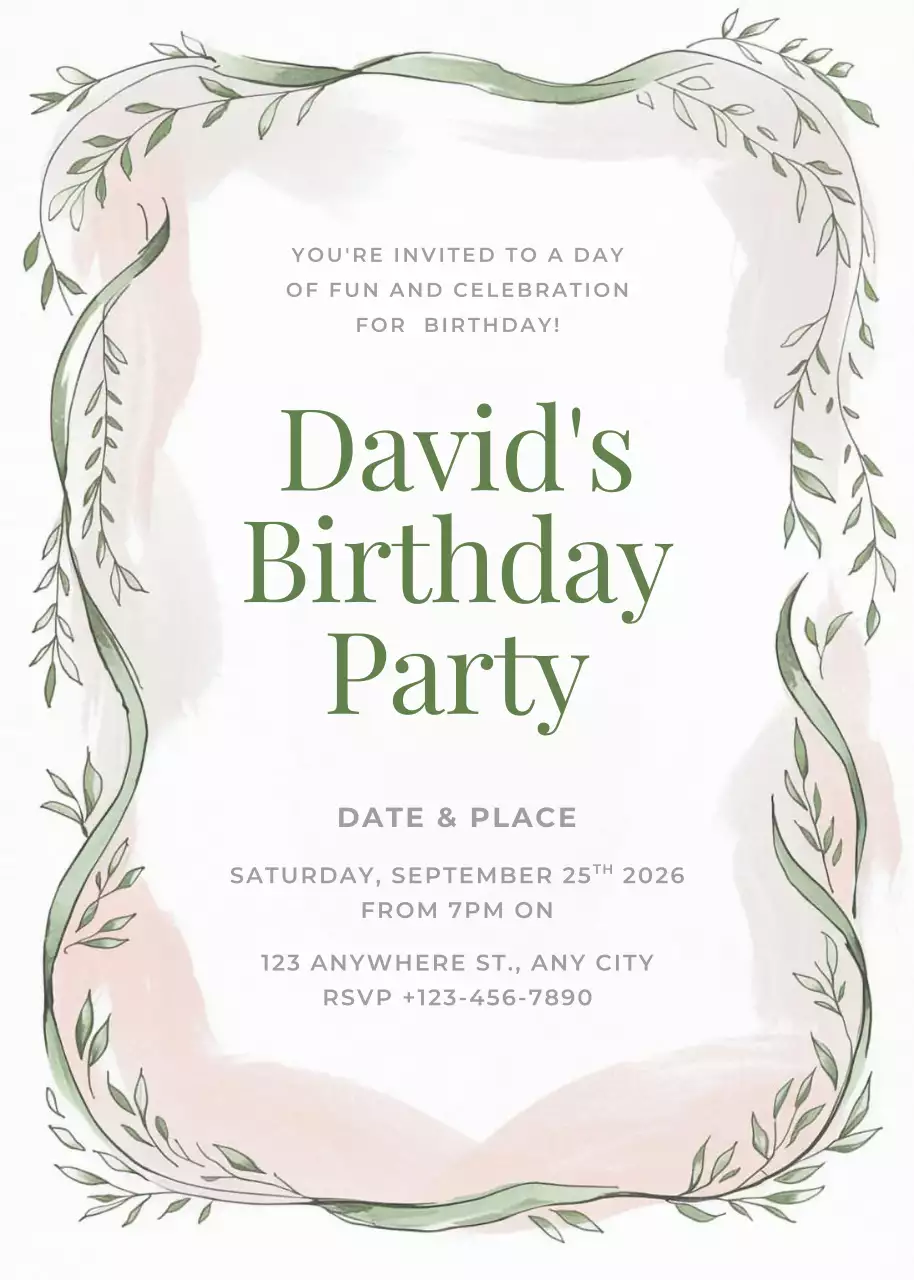 lời mời sinh nhật thực vật xanh