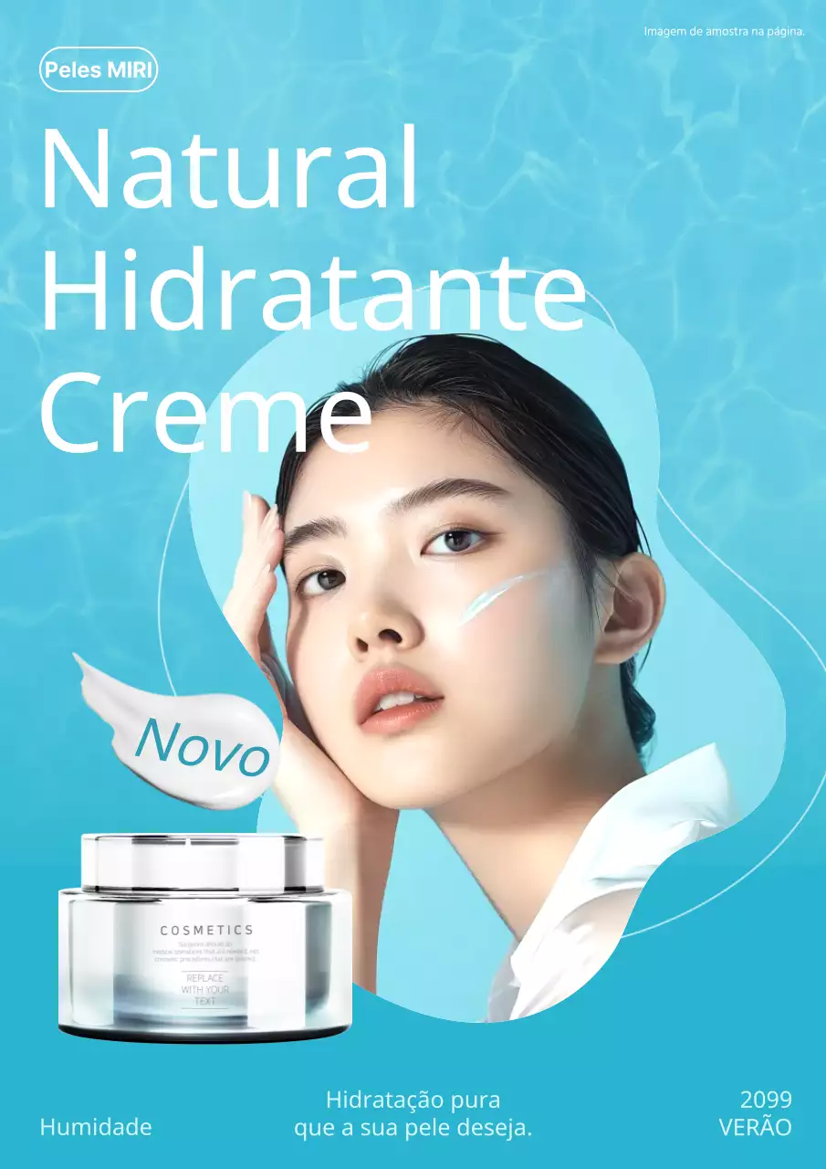 Anúncio de cosméticos moderno em azul claro