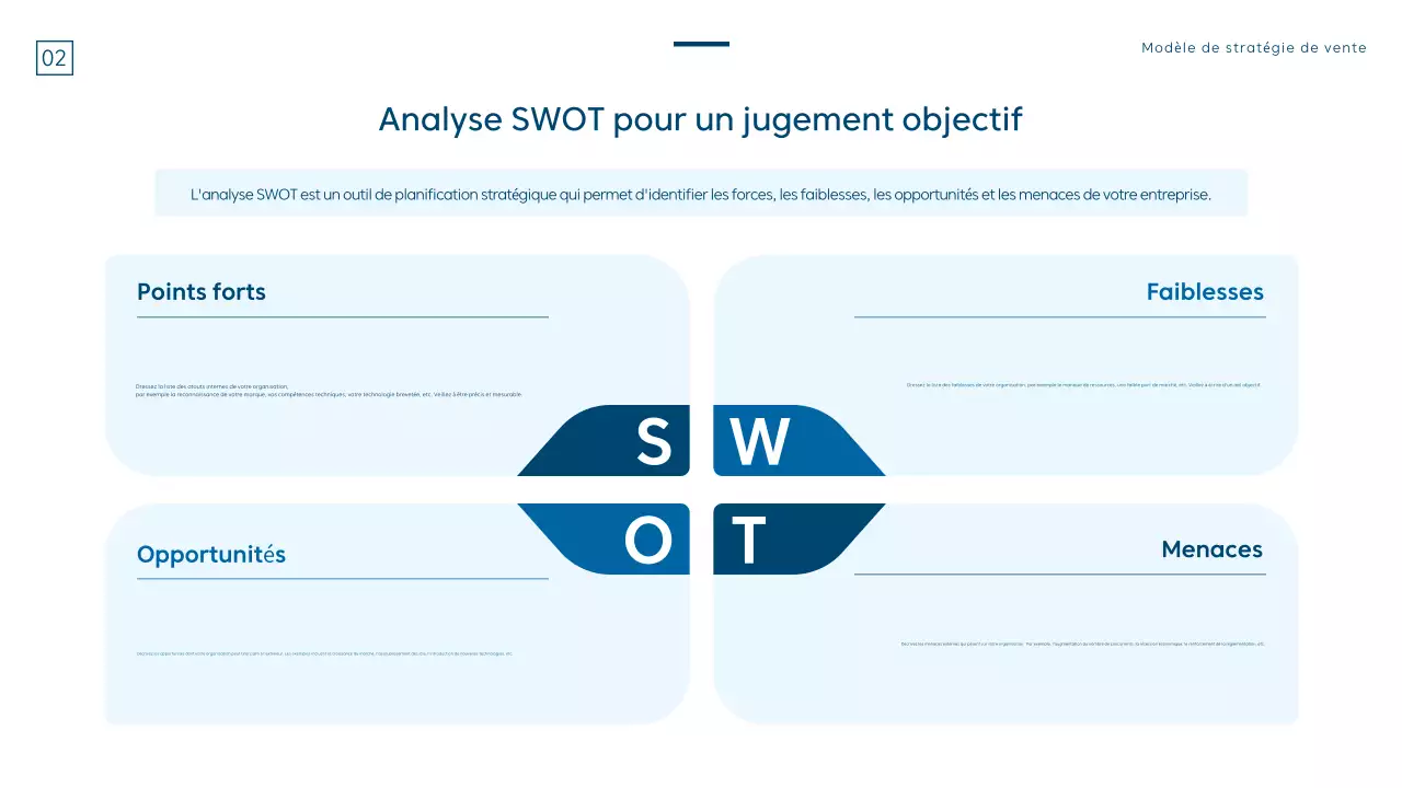Une stratégie de vente moderne en bleu et blanc