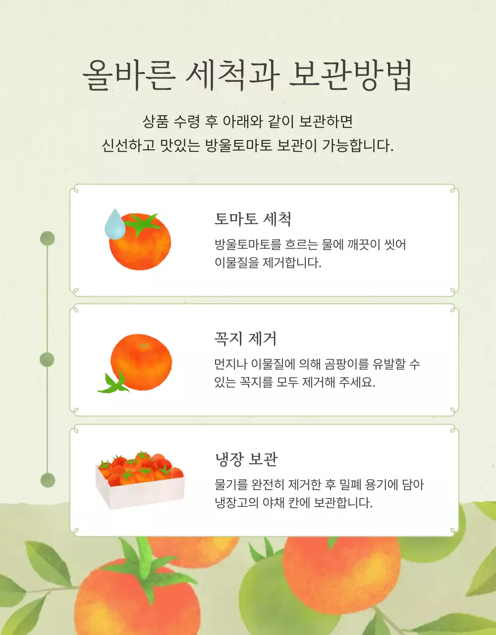 아이보리와 연두의 심플한 방울토마토 판매 홍보