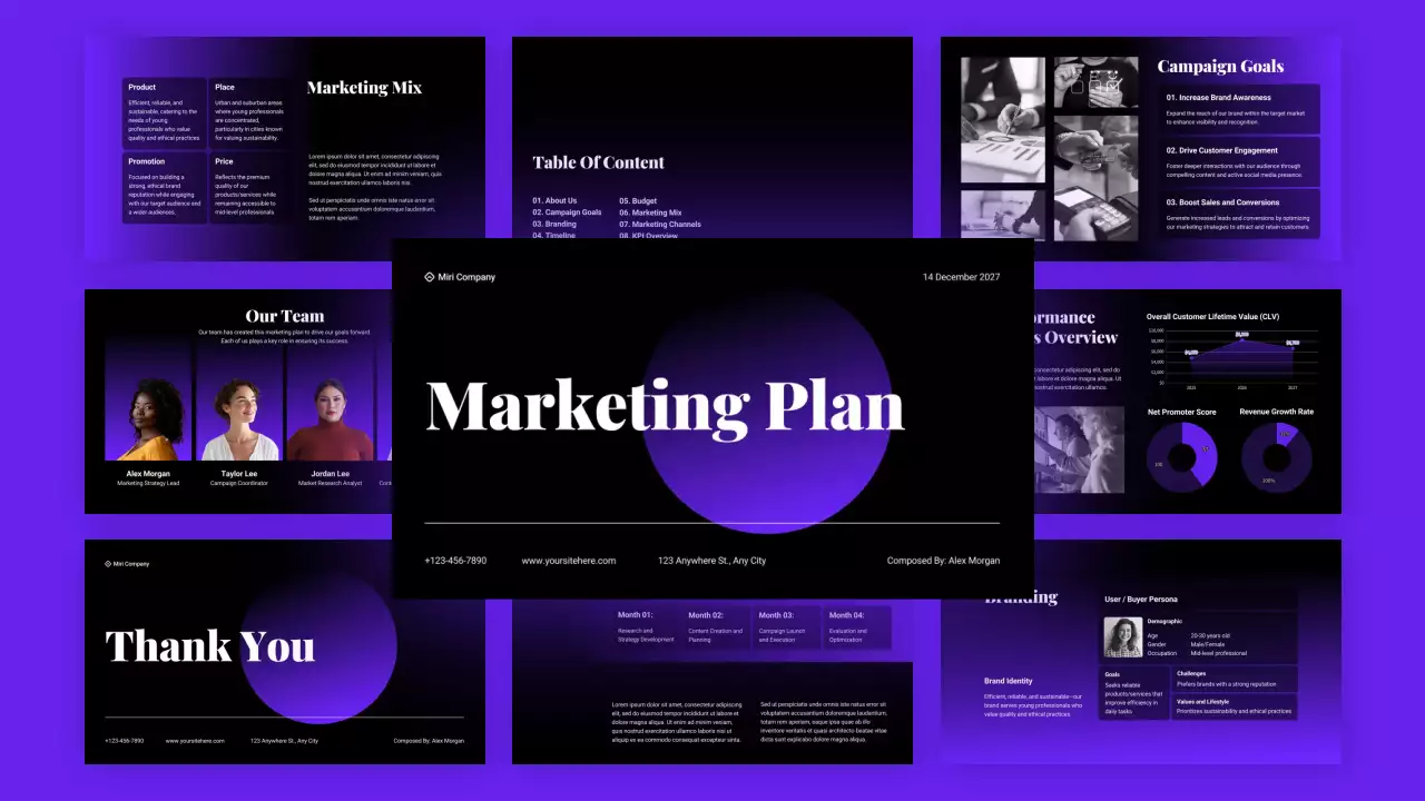 Purple Modern Marketing Plan Document Presentation