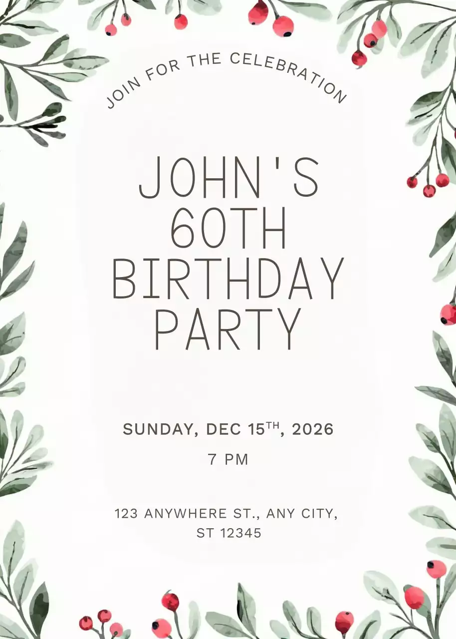 Undangan Ulang Tahun Botani Putih