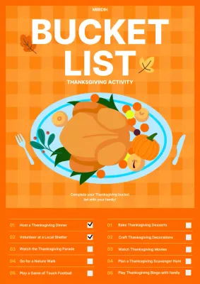 Orange Simple Thanksgiving Checklist Poster