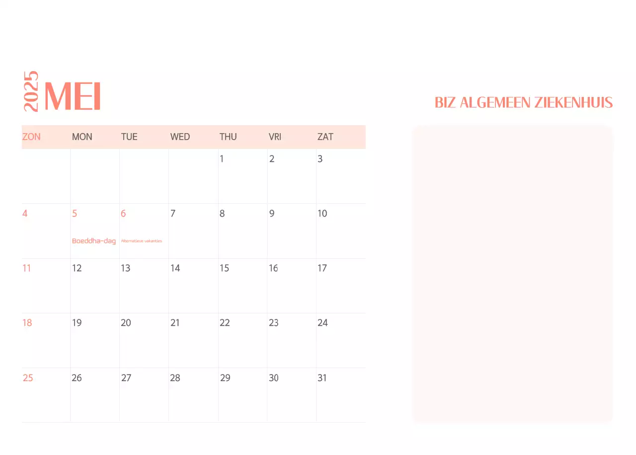 Ziekenhuiskalender in groen fotolijstje