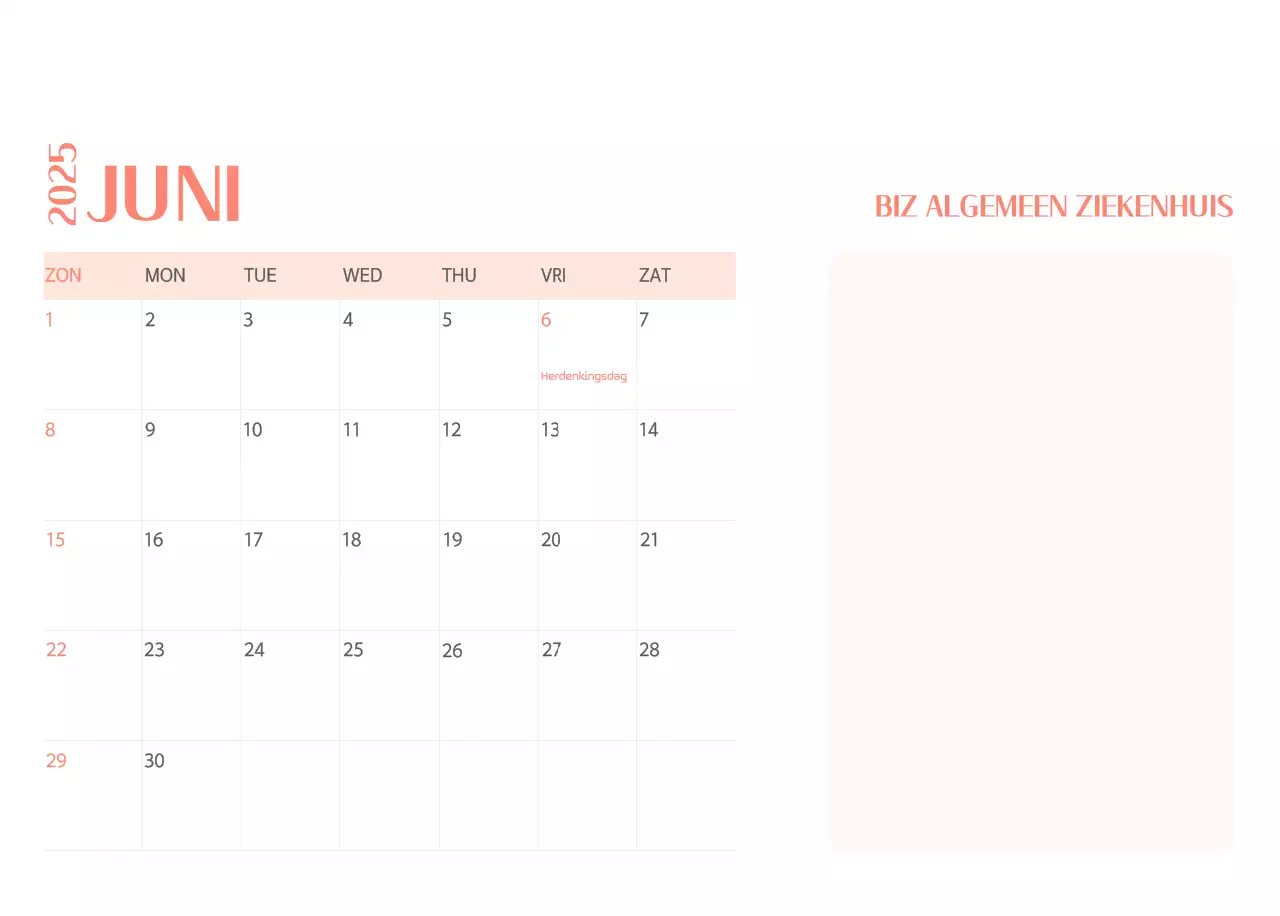 Ziekenhuiskalender in groen fotolijstje