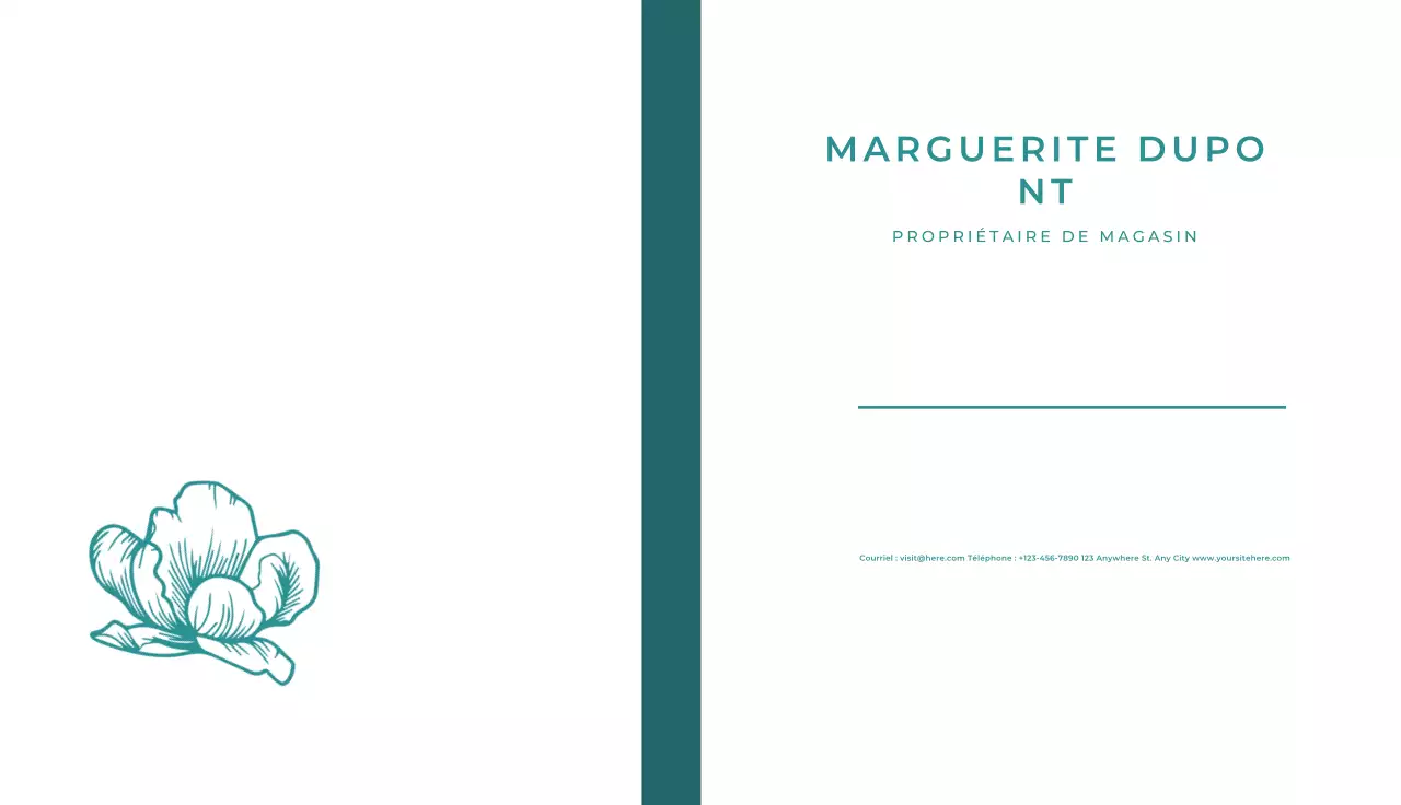 carte de visite minimale sarcelle