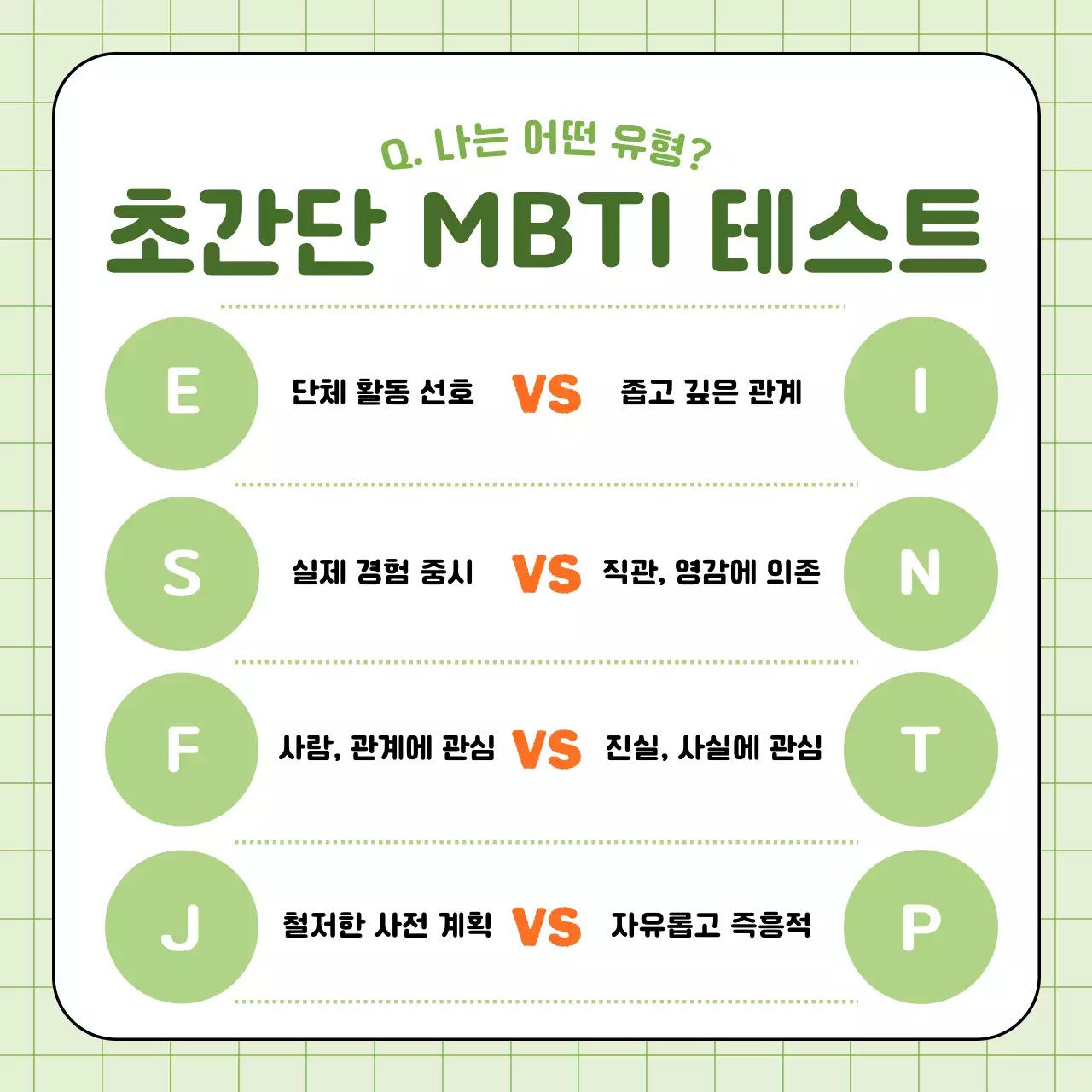 연두 심플 성격 테스트 안내