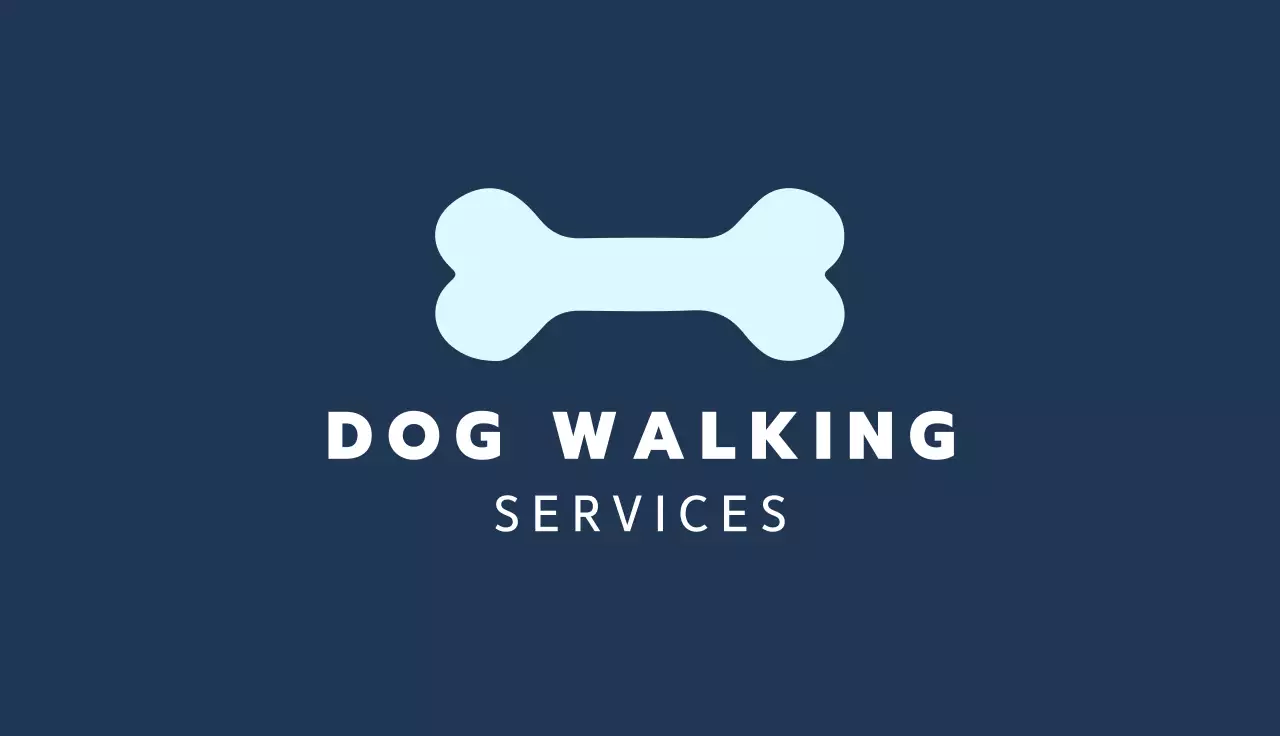 Blue Minimalist Dog Walking Business Card