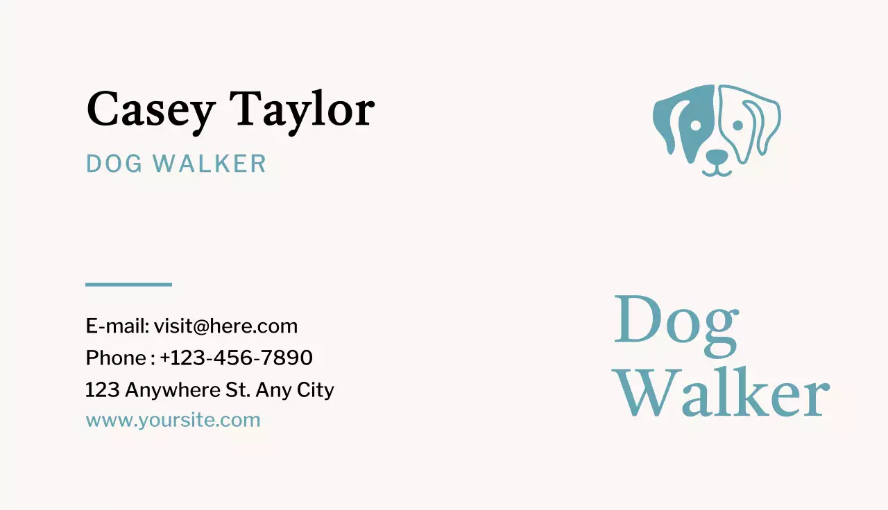 Beige Minimal Dog Walking Business Card