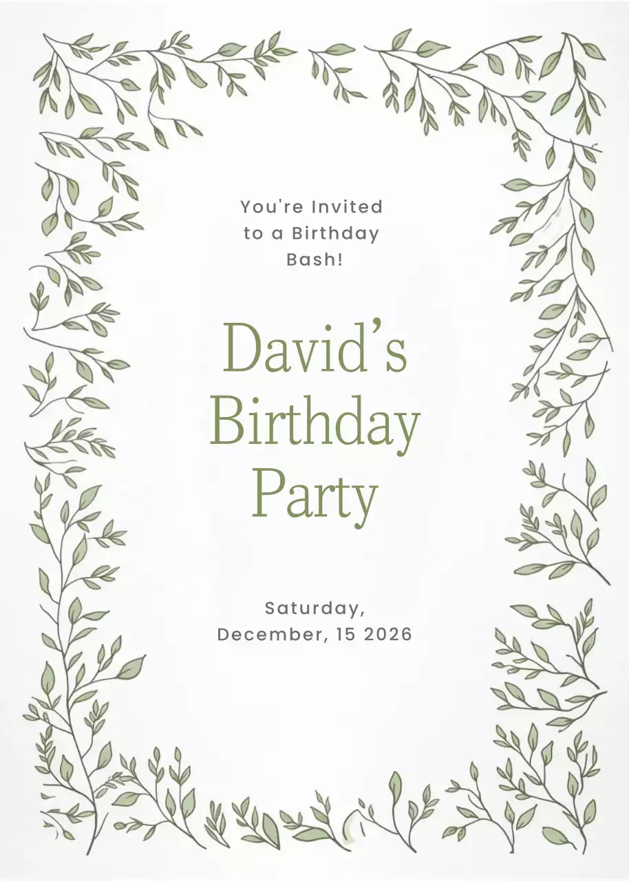 Thiệp mời sinh nhật Green Botanical