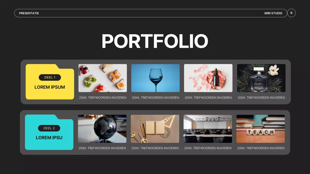 Een eenvoudige prospectus voor een videoproductiebedrijf in zwart en neonkleuren