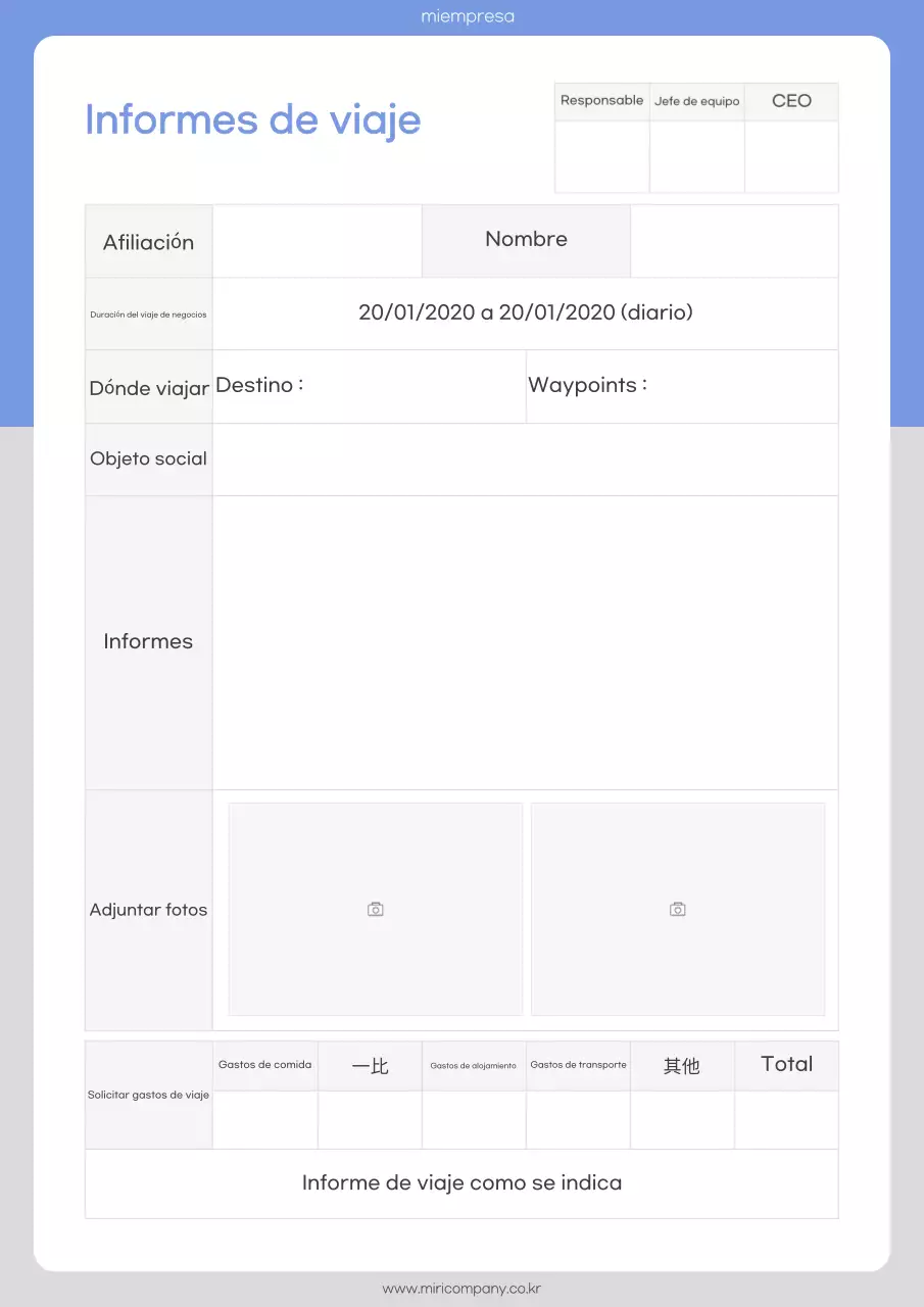 Análisis de los informes de viaje blue simple
