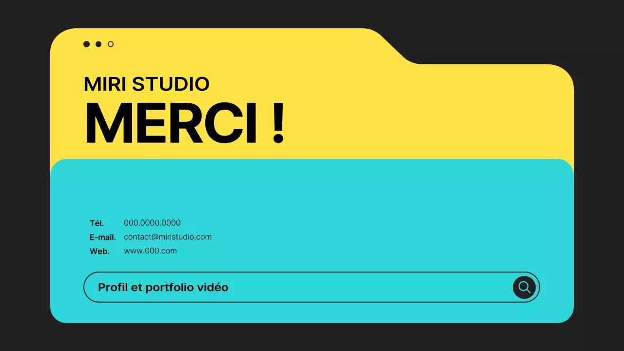 Prospectus simple d'une société de production vidéo en noir et couleurs néon