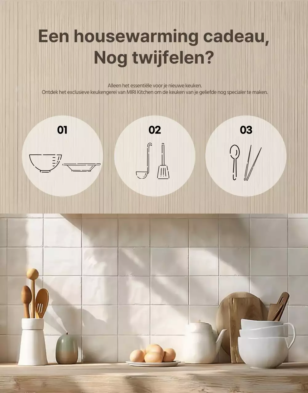 Promoot modern housewarming cadeau keukengerei in beige