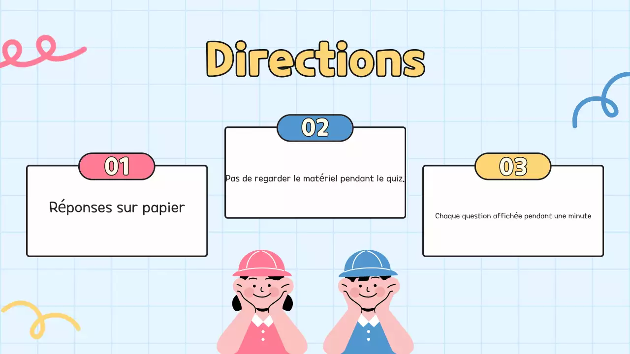 Quiz jaune pour l'école Présentation de l'élève