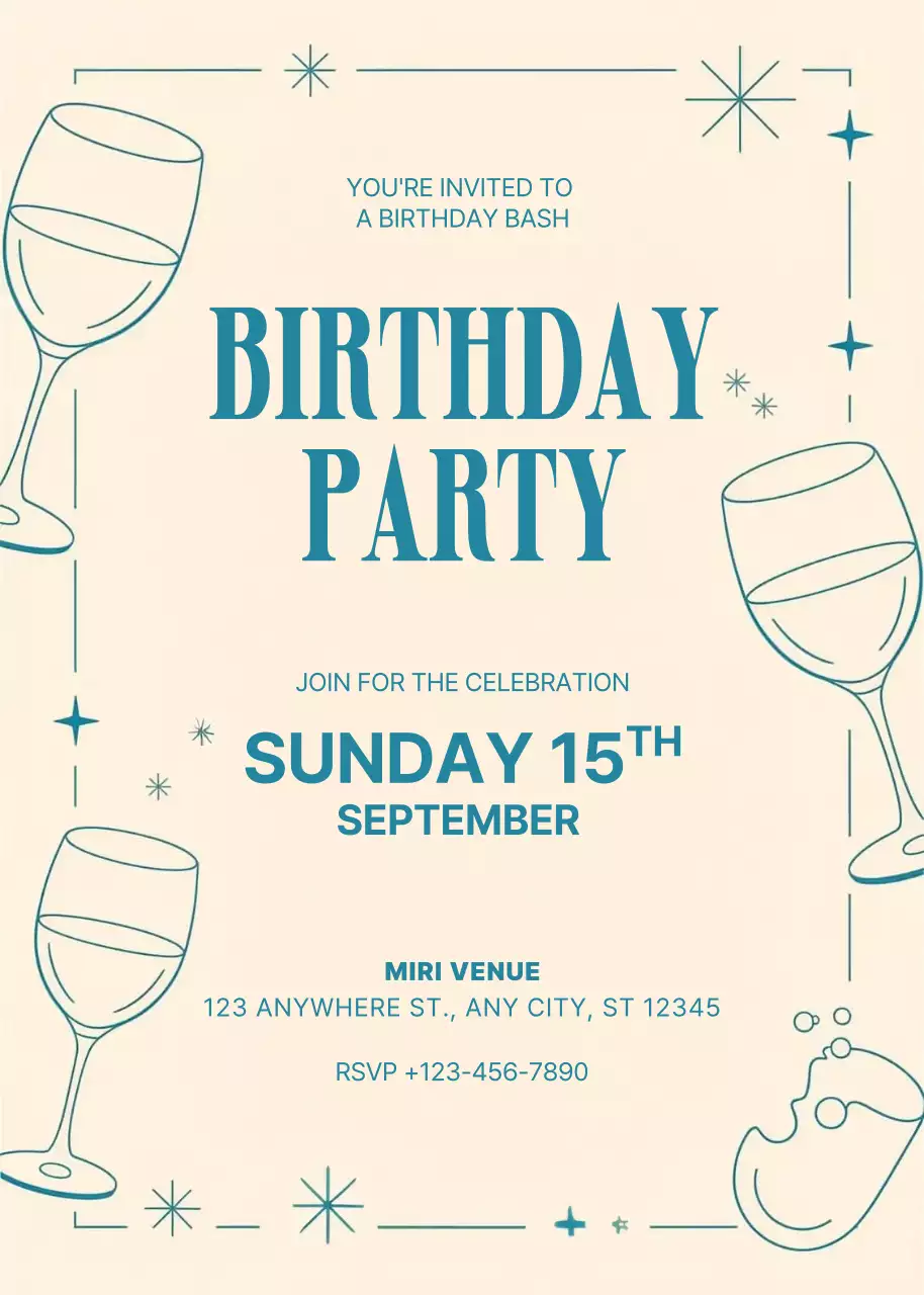 Thiệp mời sinh nhật phong cách retro màu be