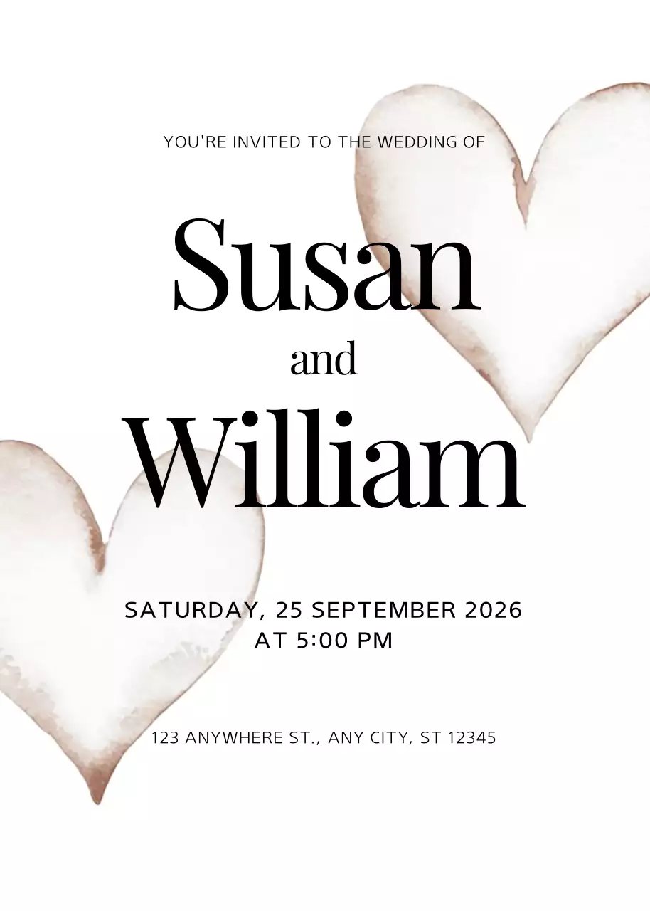 Beige Simple Wedding Invitation