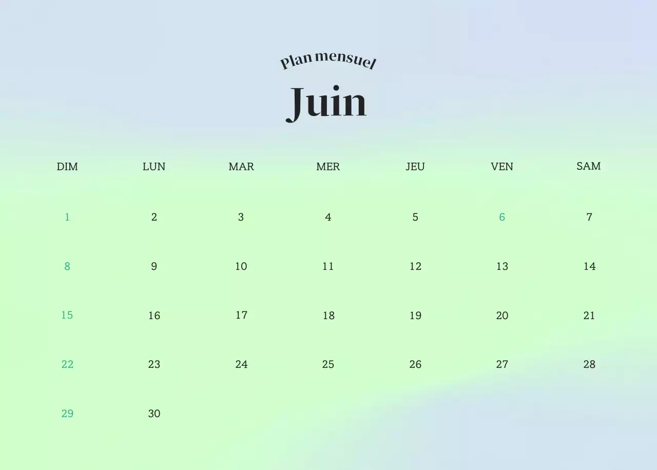 Calendrier minimaliste dégradé