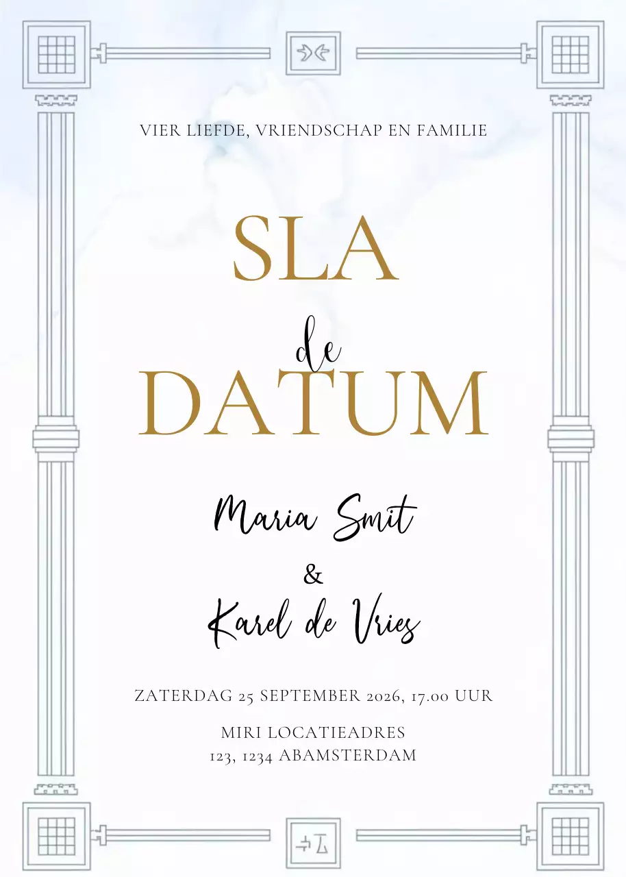 uitnodiging bruiloft goud elegant