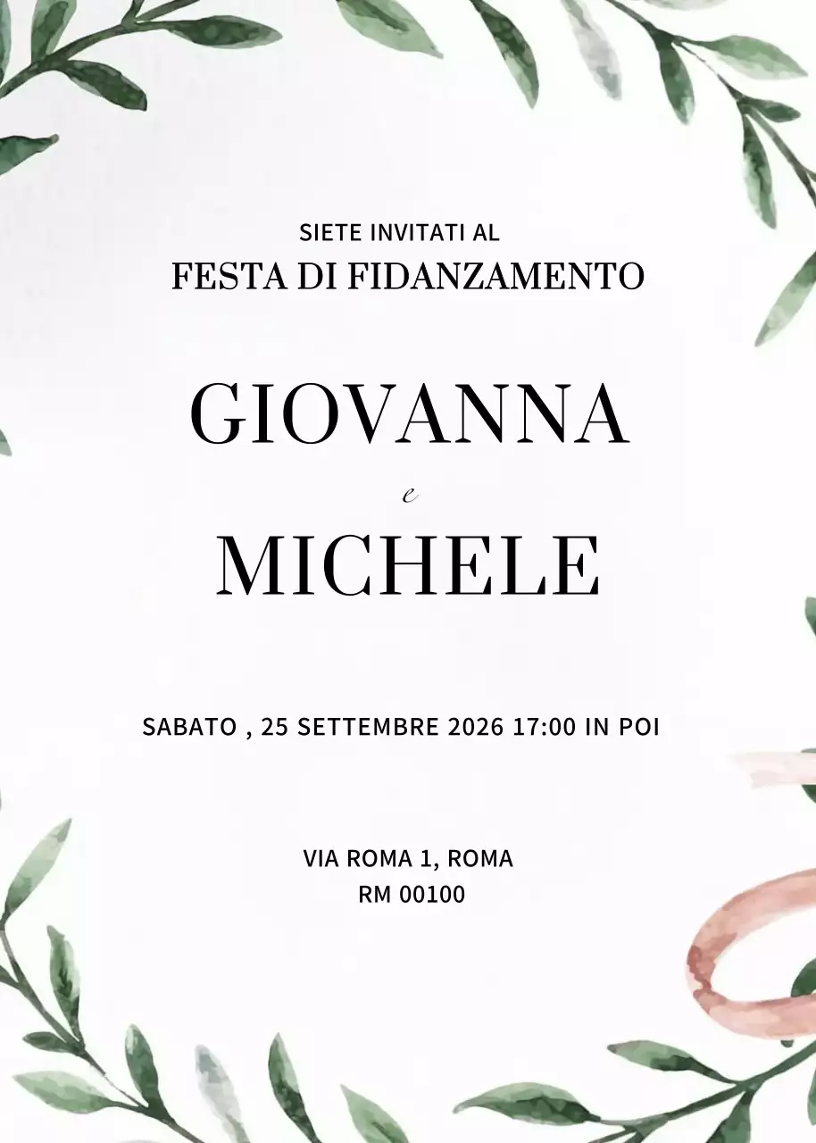 Invito di fidanzamento elegante bianco