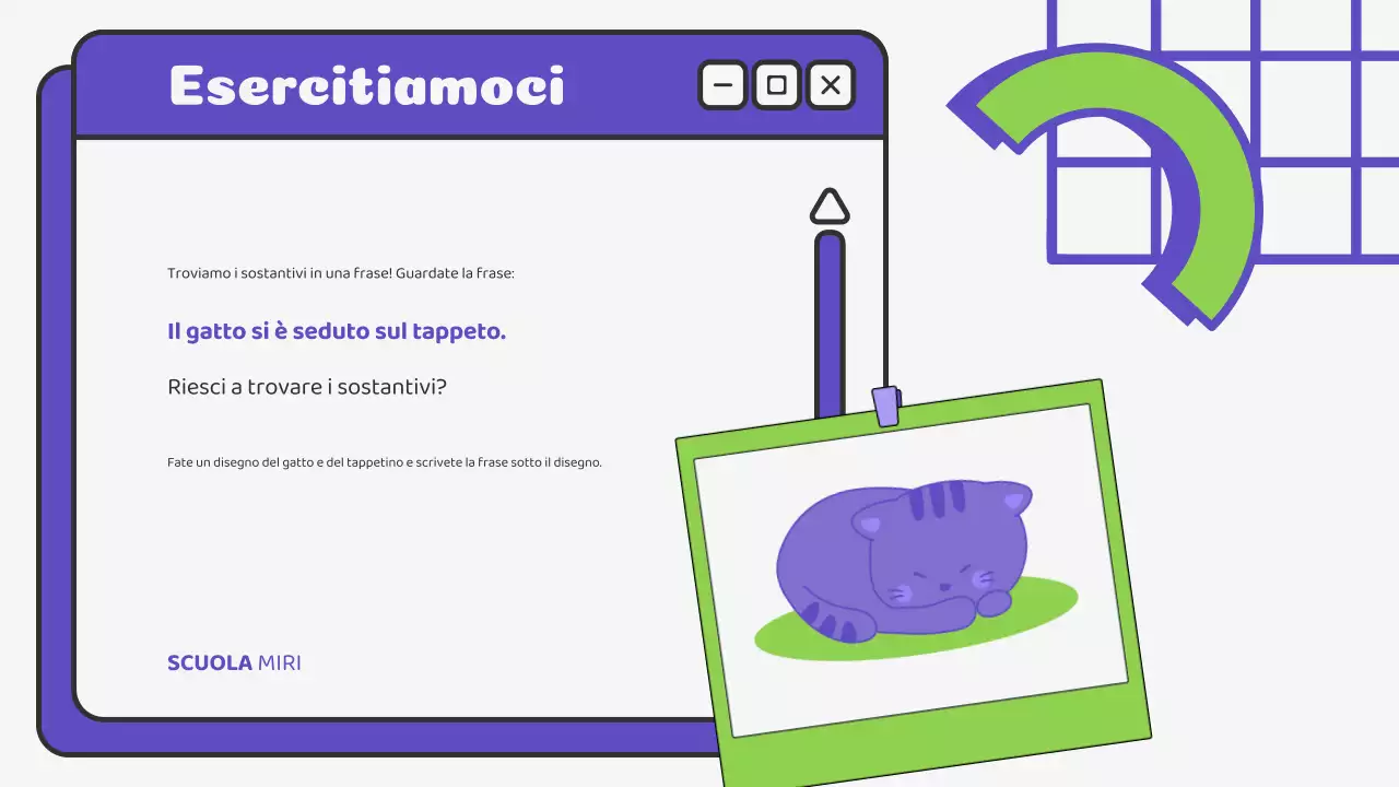 Beige Verde Illustrazione Materiale di classe Presentazione grammaticale