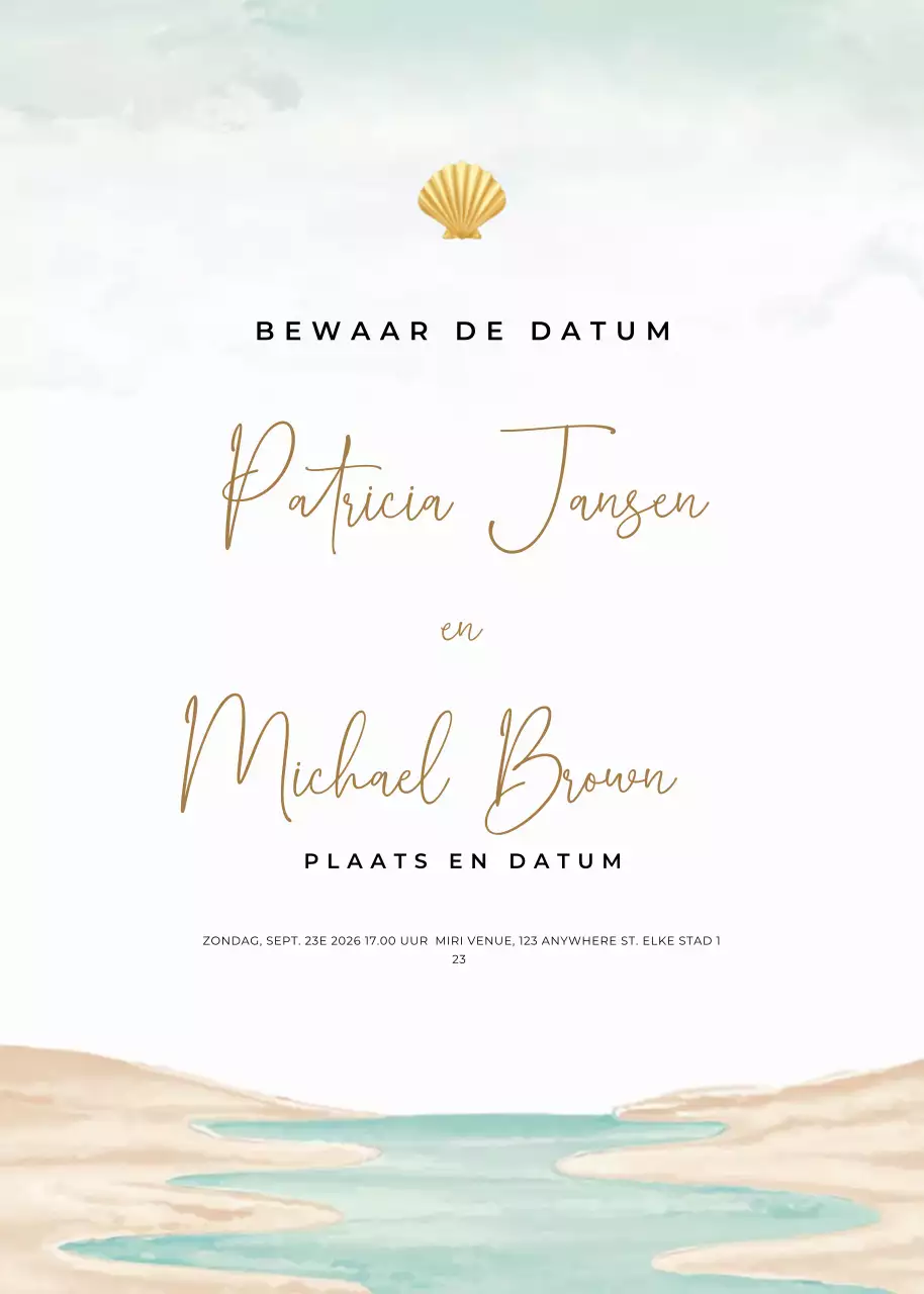 beige elegante huwelijksuitnodiging